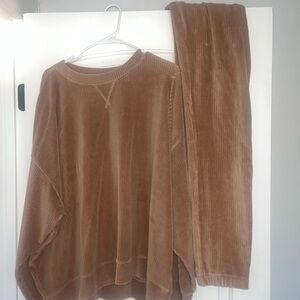 H&M Brown Suede Sweater and Pants Set